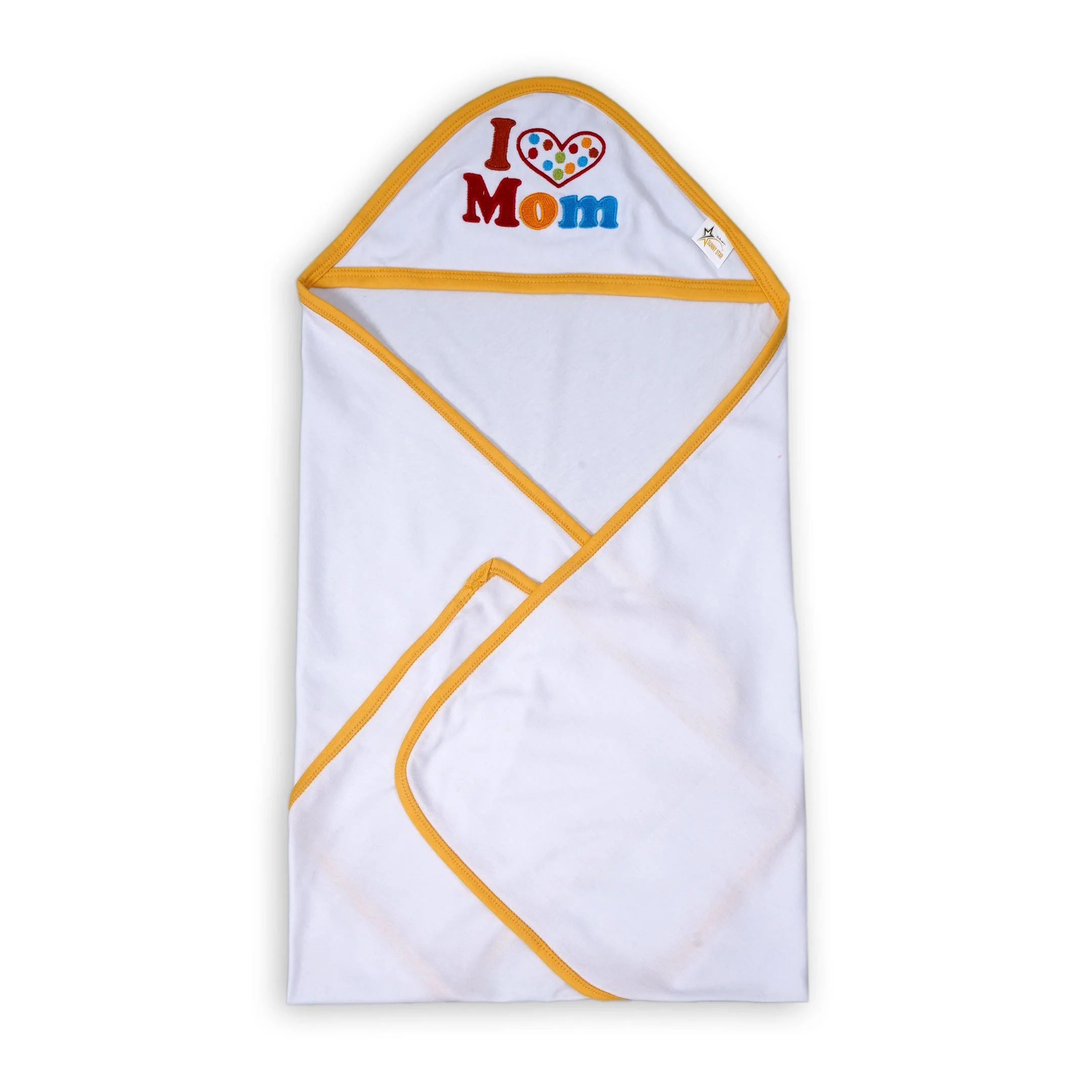 Baby Hooded Wrapping Sheet I Love Mom Yellow  - Sunshine - Image 3