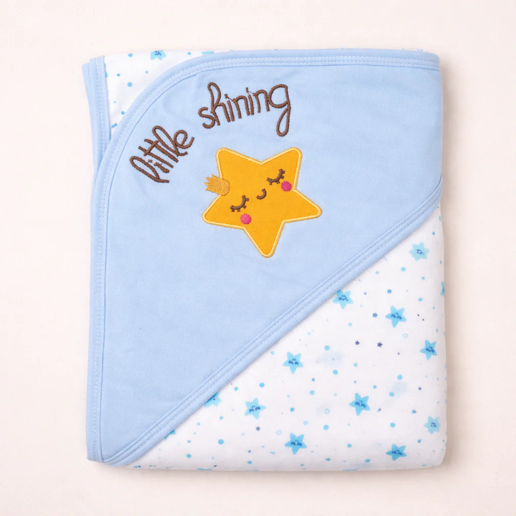 Baby Hooded Wrapping Sheet Little Shining Blue - Topse