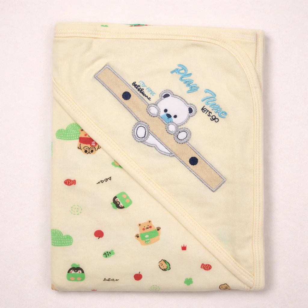 Baby Hooded Wrapping Sheet Play Time Yellow - Topse