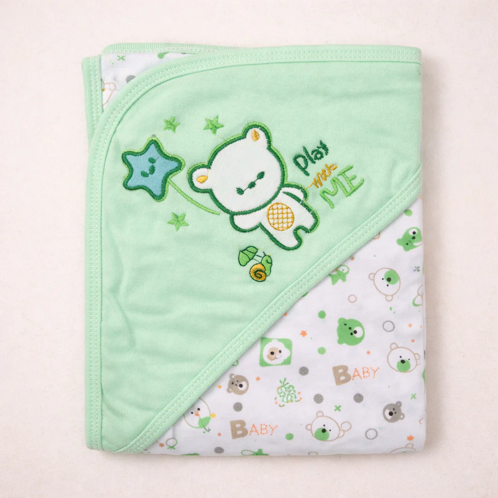 Baby Hooded Wrapping Sheet Play With Me Green - Topse