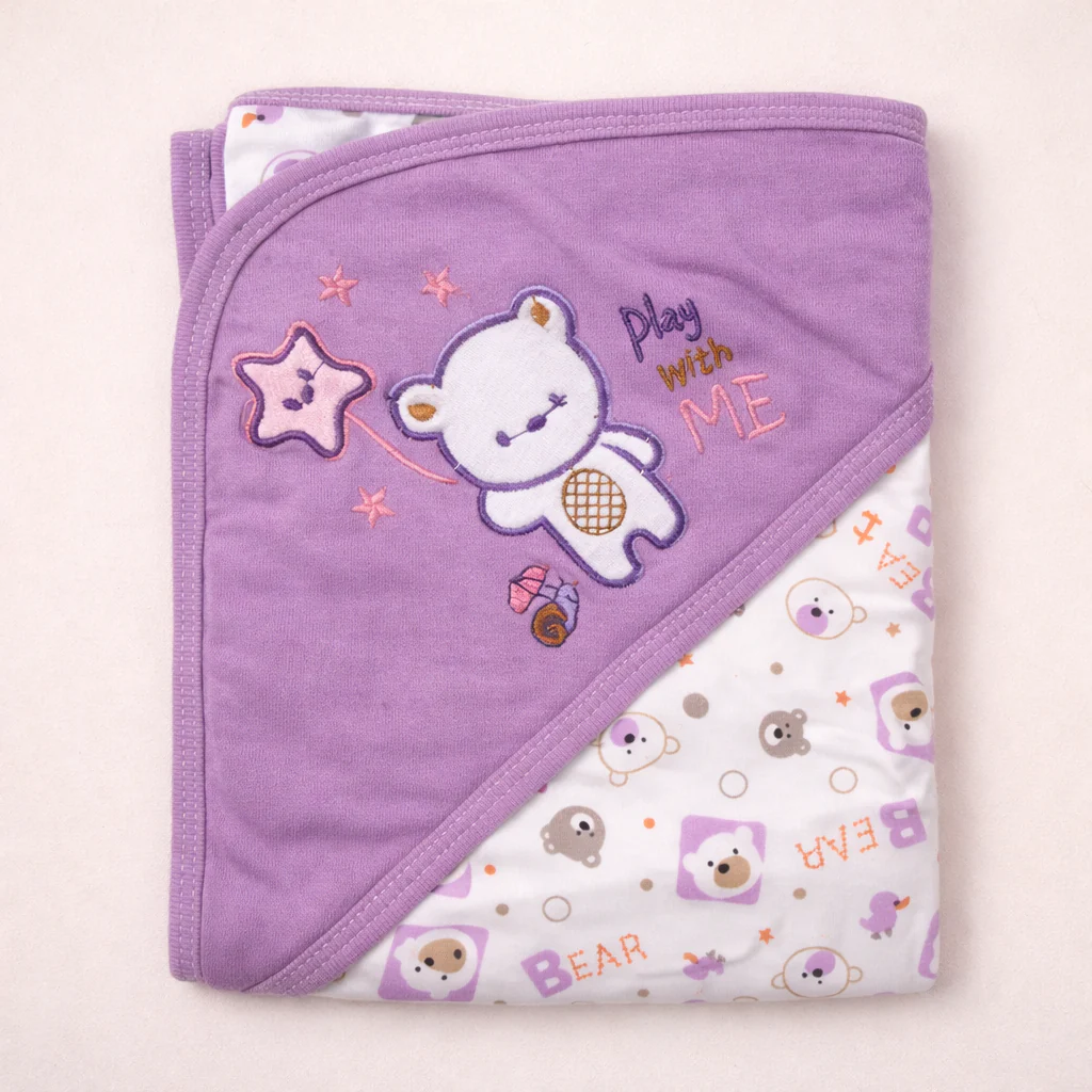 Baby Hooded Wrapping Sheet Play With Me Purple - Topse
