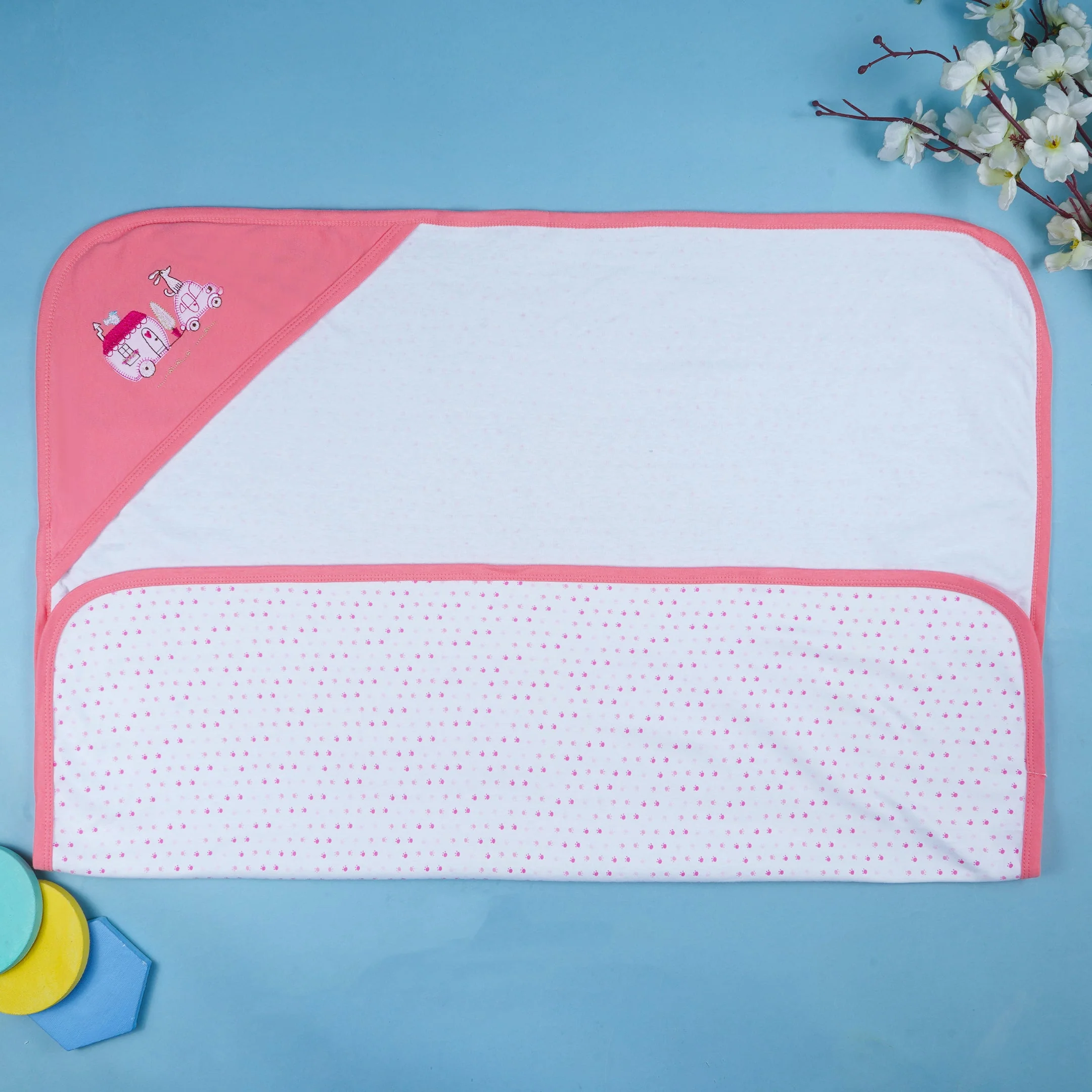 Baby Hooded Wrapping Sheet Puppy Peach - Sunshine - Image 2