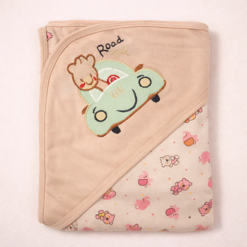Baby Hooded Wrapping Sheet Road Trip Brown - Topse