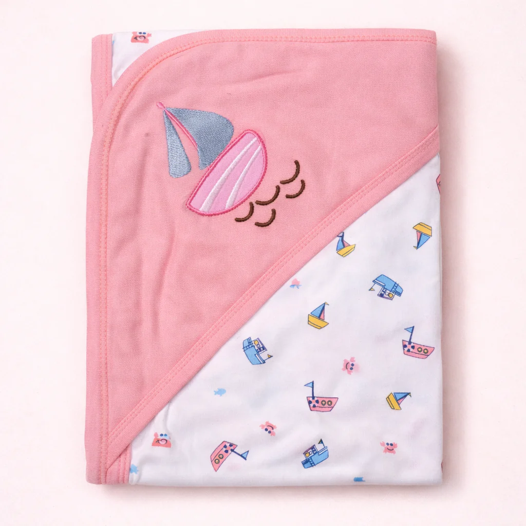 Baby Hooded Wrapping Sheet Ship Pink - Sunshine