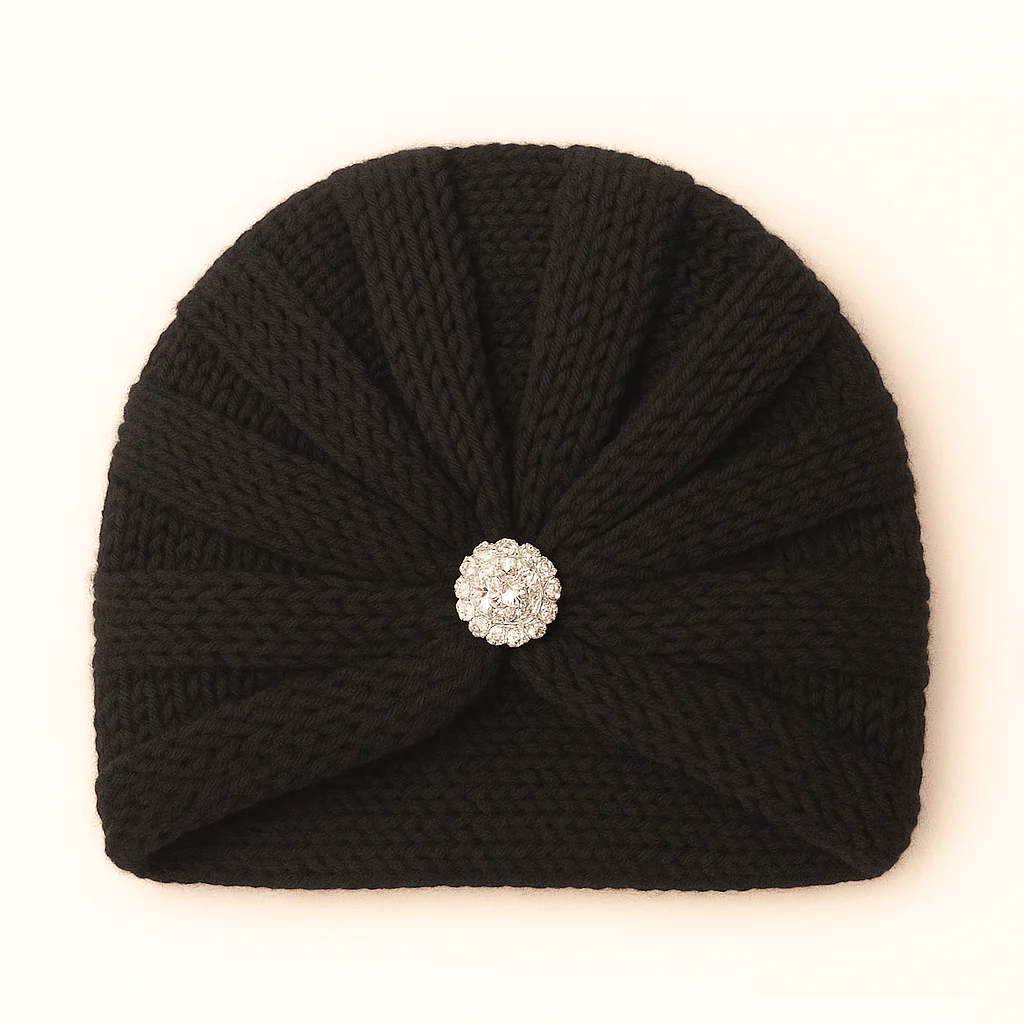 Baby Kitted Woolen Cap Black - Sunshine