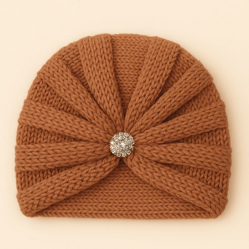Baby Kitted Woolen Cap Brown - Sunshine