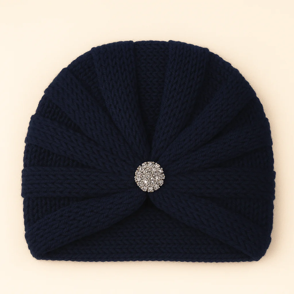 Baby Kitted Woolen Cap Navy Blue - Sunshine