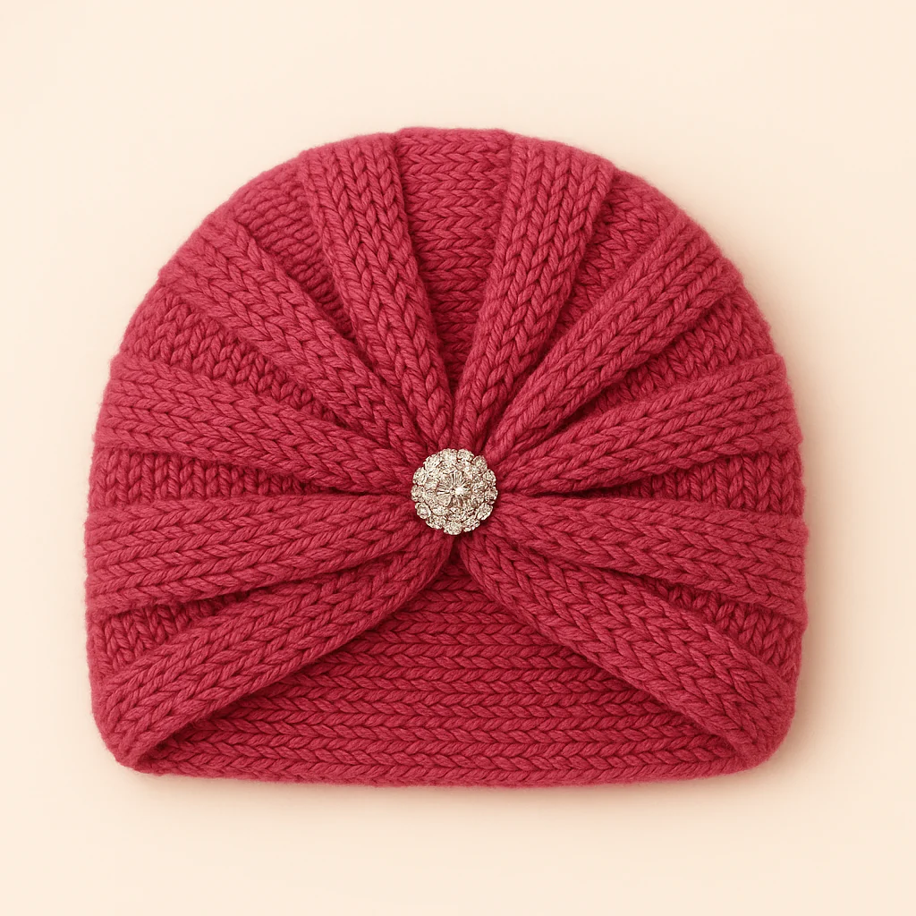 Baby Kitted Woolen Cap Peach - Sunshine