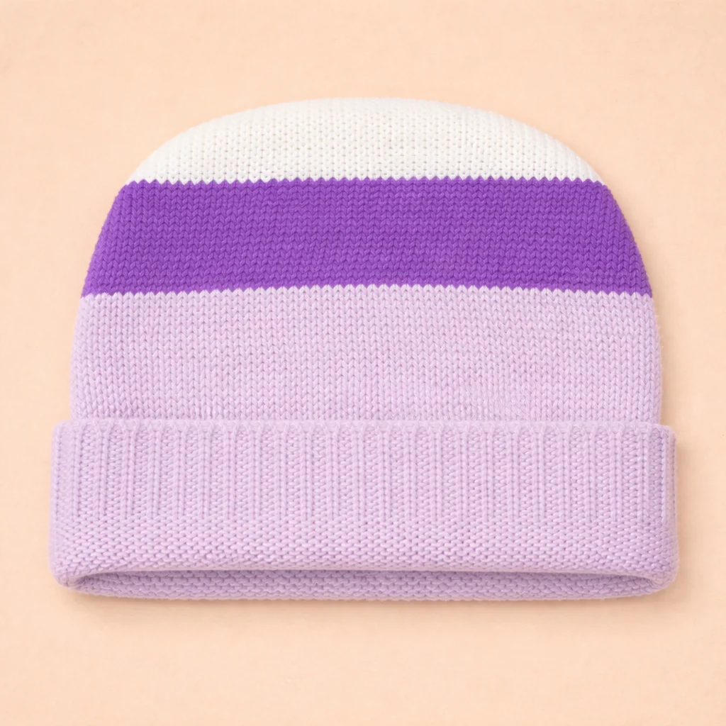 Baby Knitted Cap Assorted Off White & Purple - Sunshine