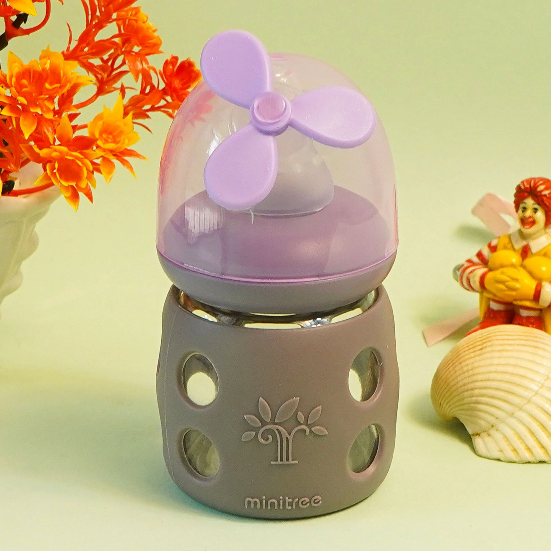 Baby Mini Glass Feeding Bottle Purple 60Ml Mt - Sunshine