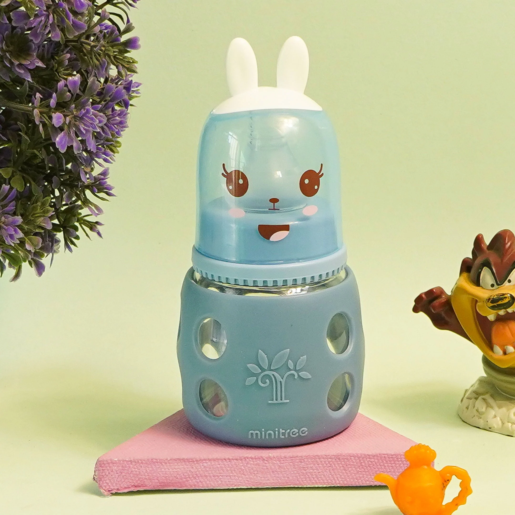 Baby Mini Glass Feeding Bottle Rabbit Blue 60Ml Mt - Sunshine