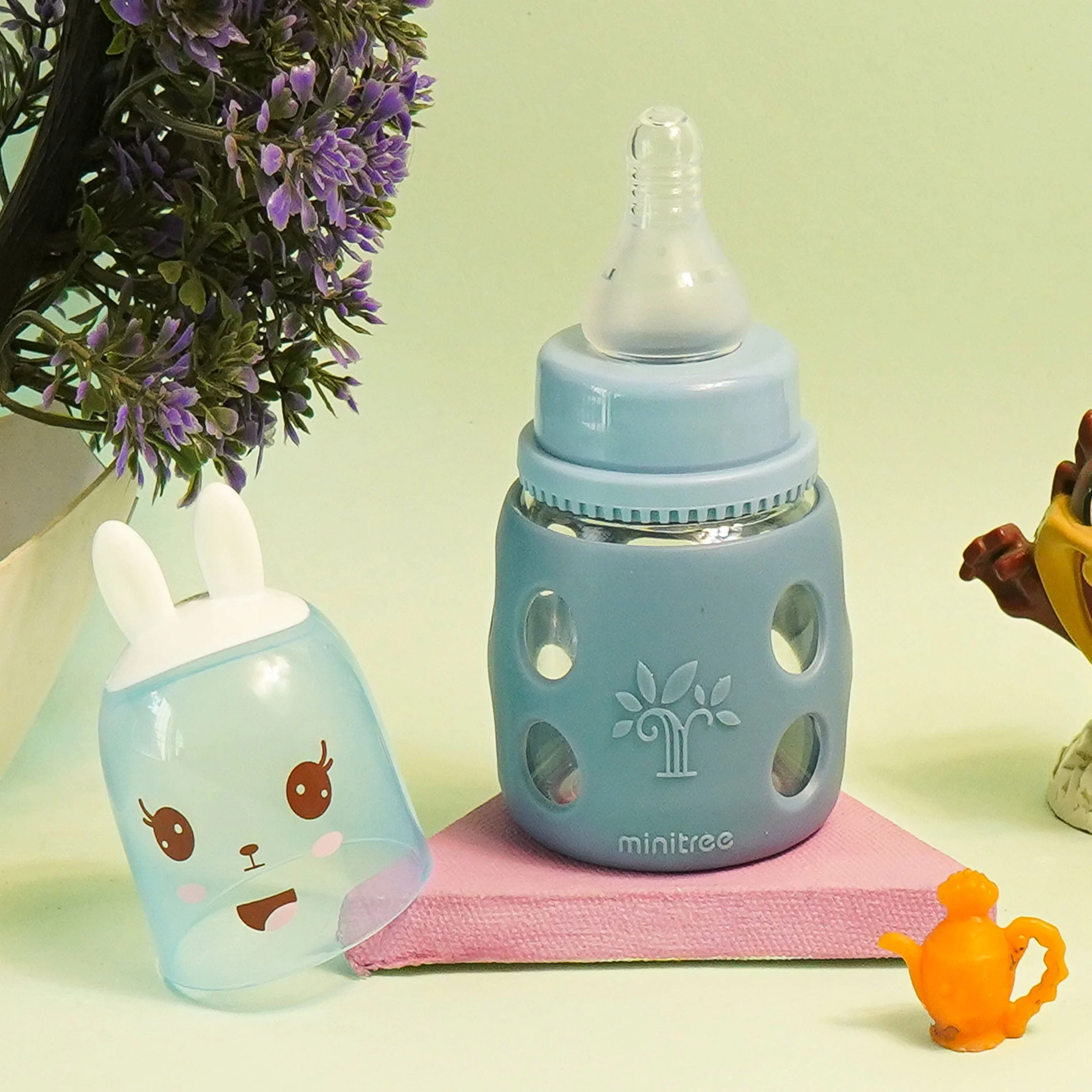 Baby Mini Glass Feeding Bottle Rabbit Blue 60Ml Mt - Sunshine - Image 2