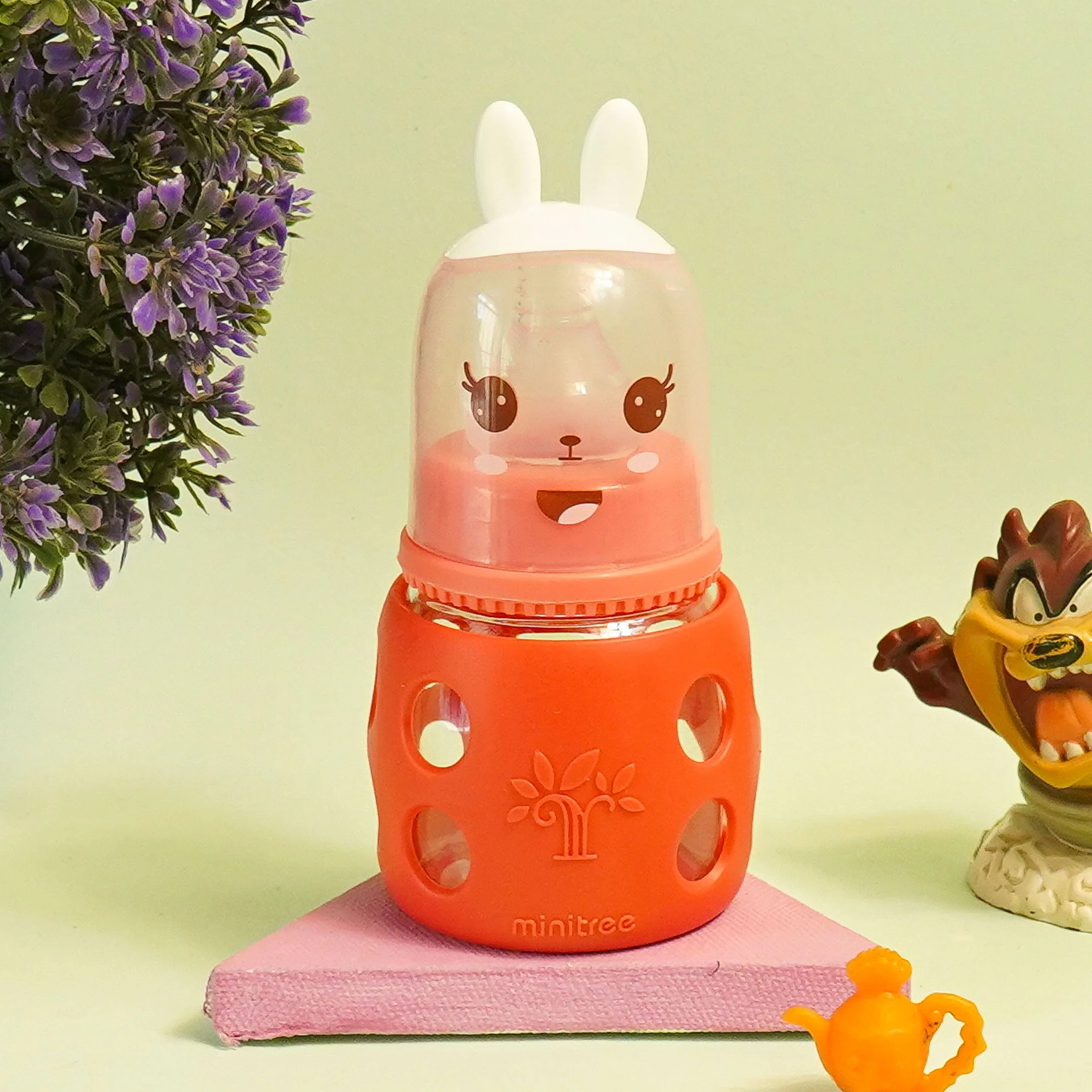 Baby Mini Glass Feeding Bottle Rabbit Peach 60Ml Mt - Sunshine