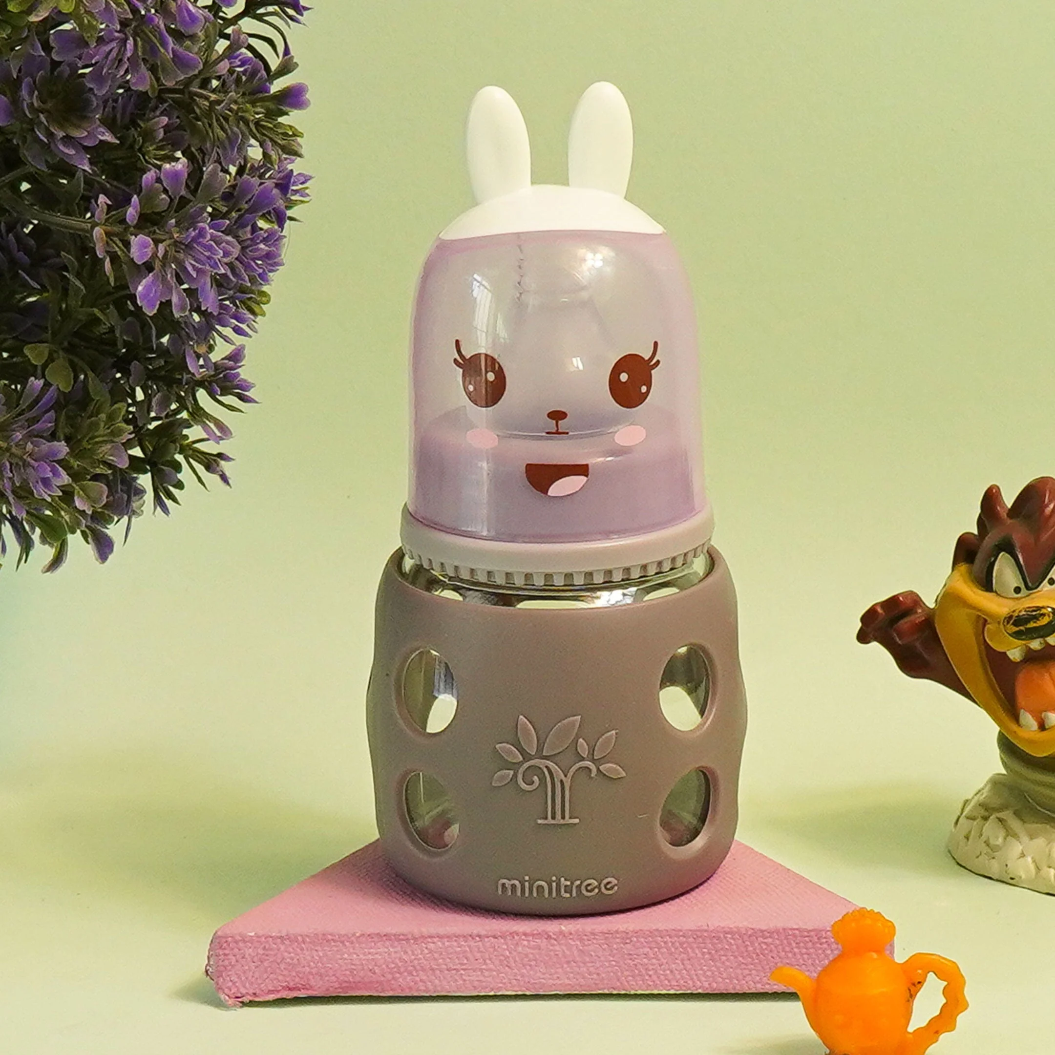 Baby Mini Glass Feeding Bottle Rabbit Purple 60Ml Mt - Sunshine