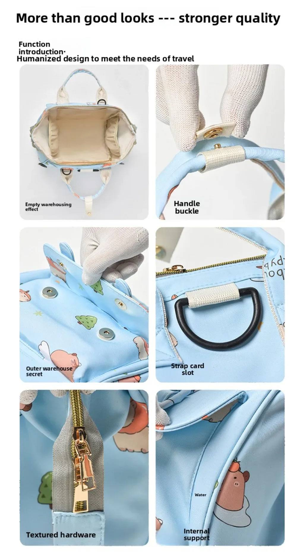 Baby Mini Printed Diaper Bag Beige - Sunshine - Image 6
