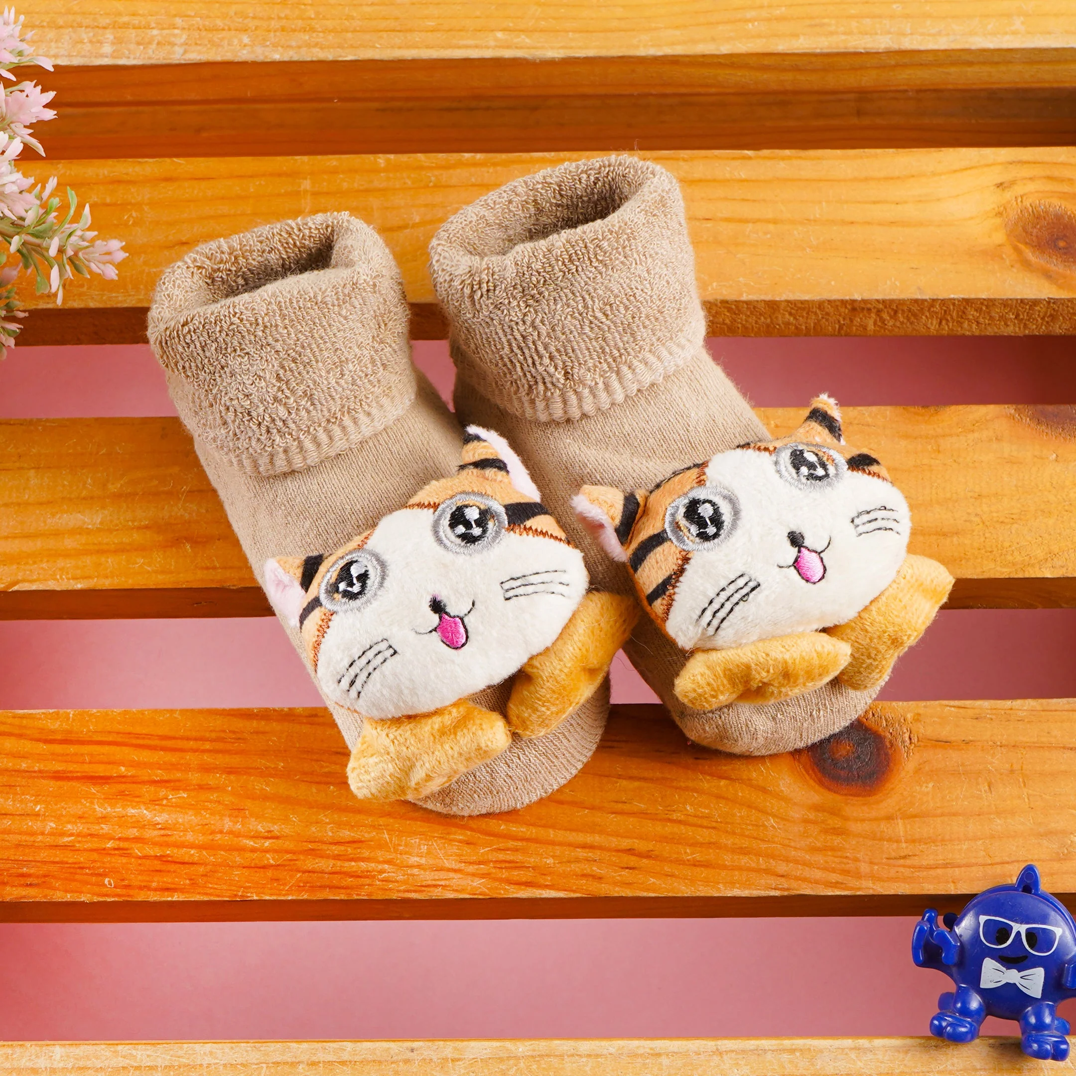 Baby Newborn Booties Cat Brown - Sunshine
