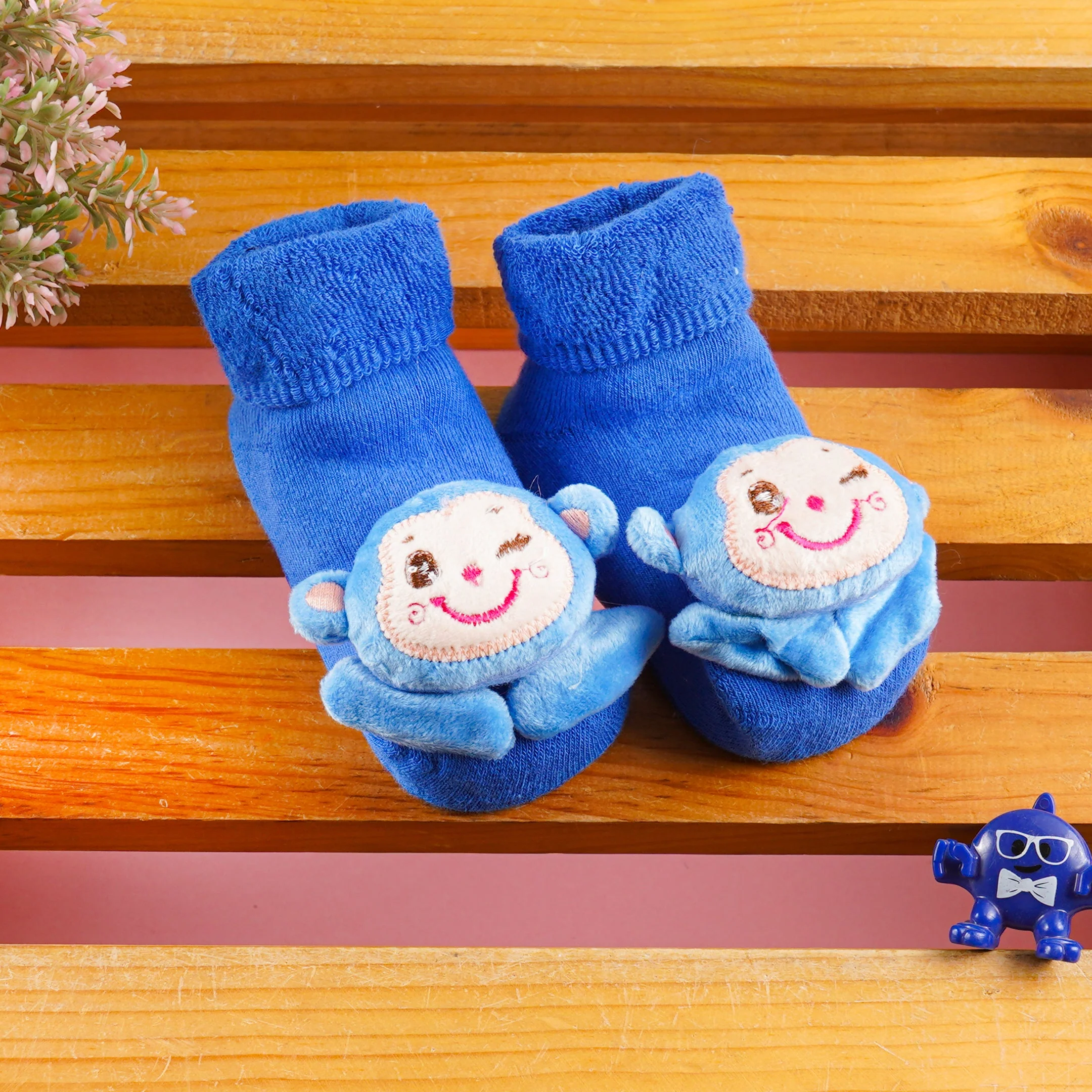 Baby Newborn Booties Monkey Navy Blue - Sunshine