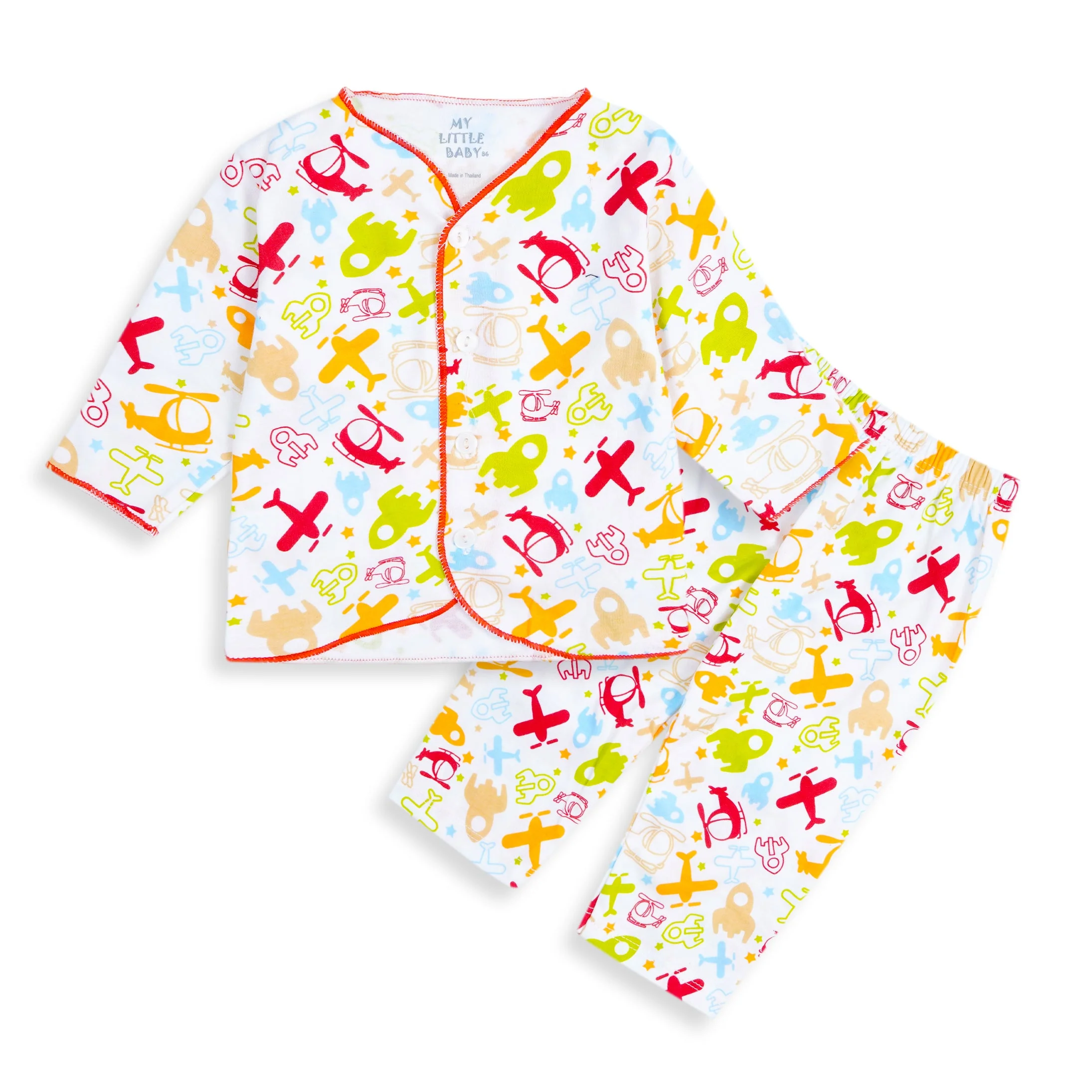 Baby Cotton Sleepsuit Set Airplanes Red (0-6 Months) - Sunshine - Image 5
