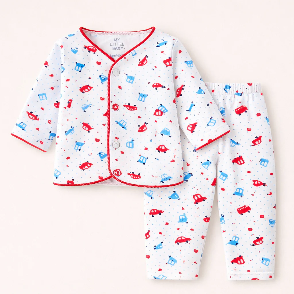 Baby Cotton Sleepsuit Set Car Red (0-6 Months) - Sunshine