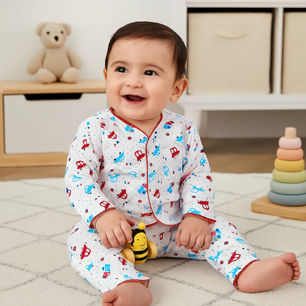 Baby Cotton Sleepsuit Set Car Red (0-6 Months) - Sunshine - Image 3