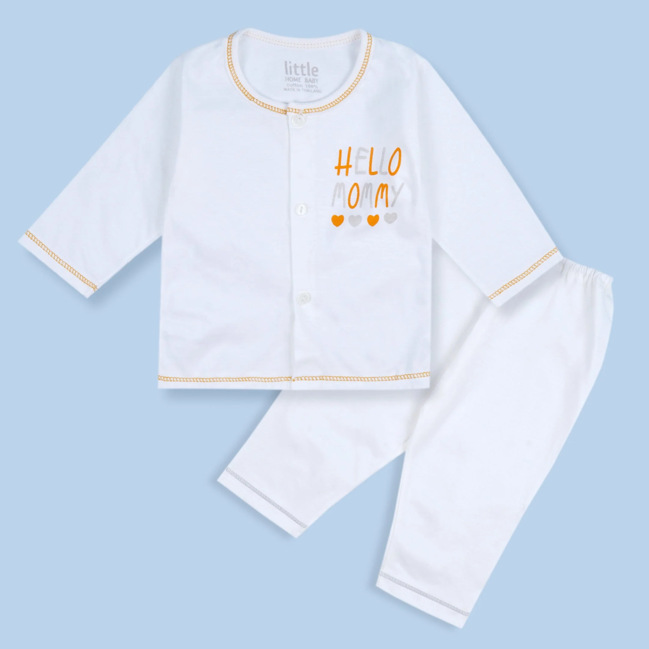 Baby Cotton Sleepsuit Set Hello Daddy Grey (0-6 Months) - Sunshine - Image 4