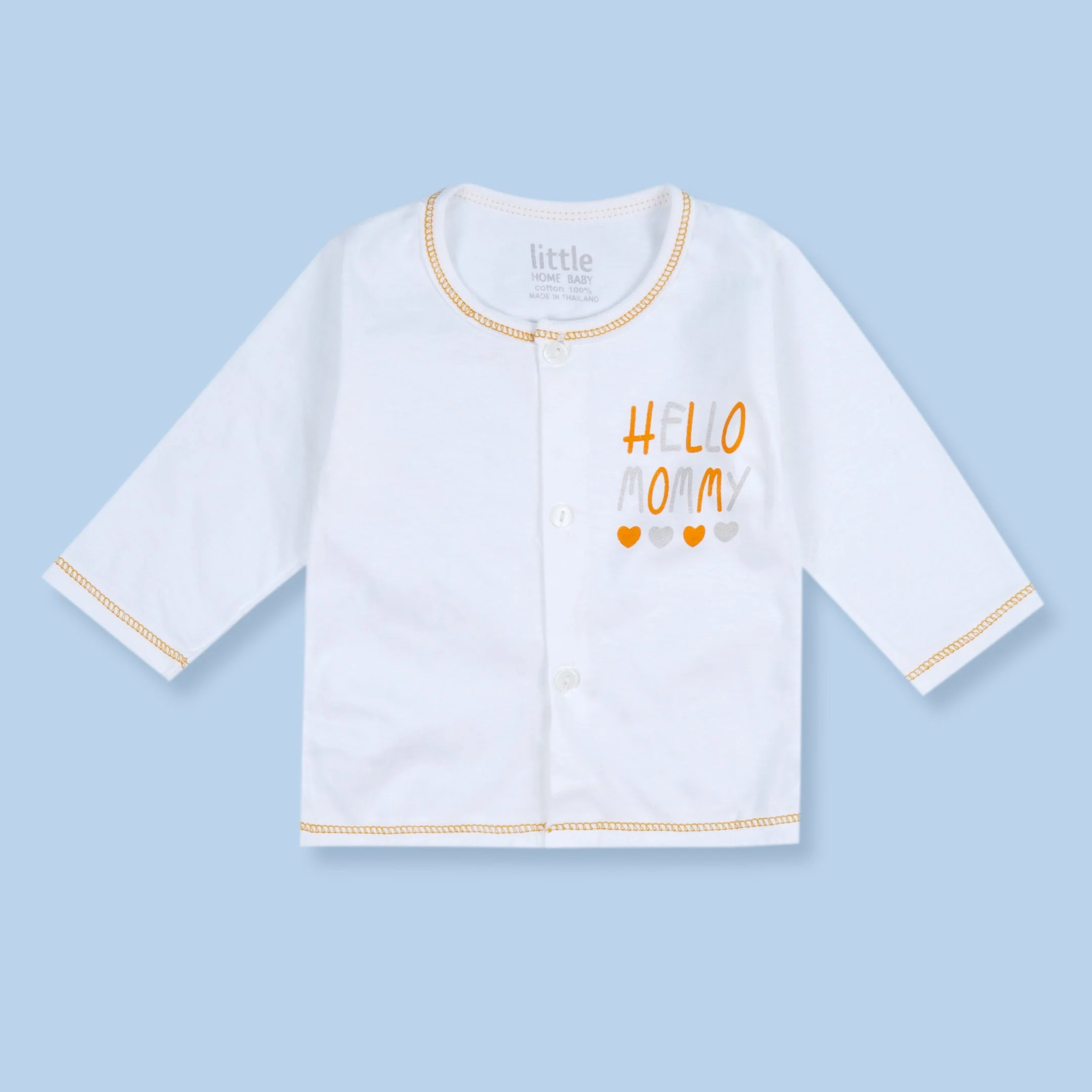 Baby Cotton Sleepsuit Set Hello Mommy Orange (0-6 Months) - Sunshine - Image 5