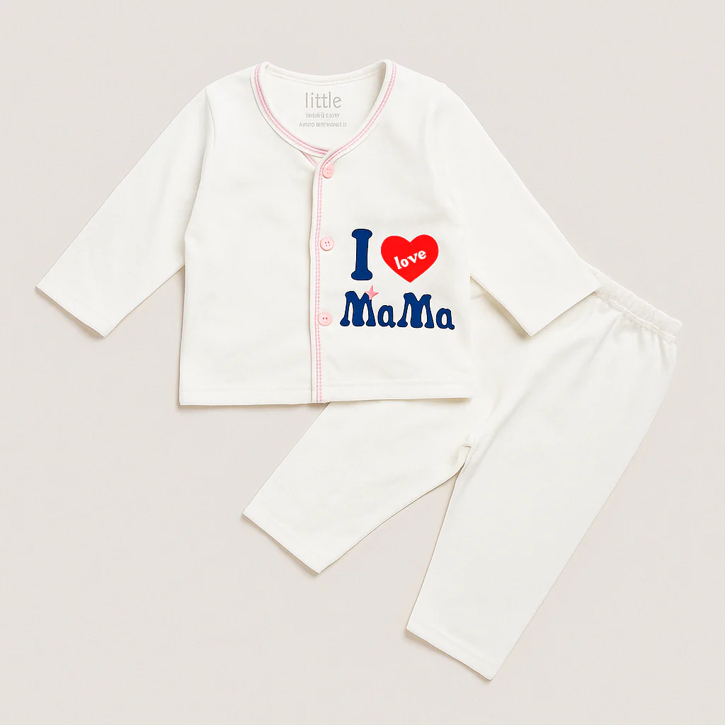 Baby Cotton Sleepsuit Set I Love Mama Pink (0-6 Months) - Sunshine