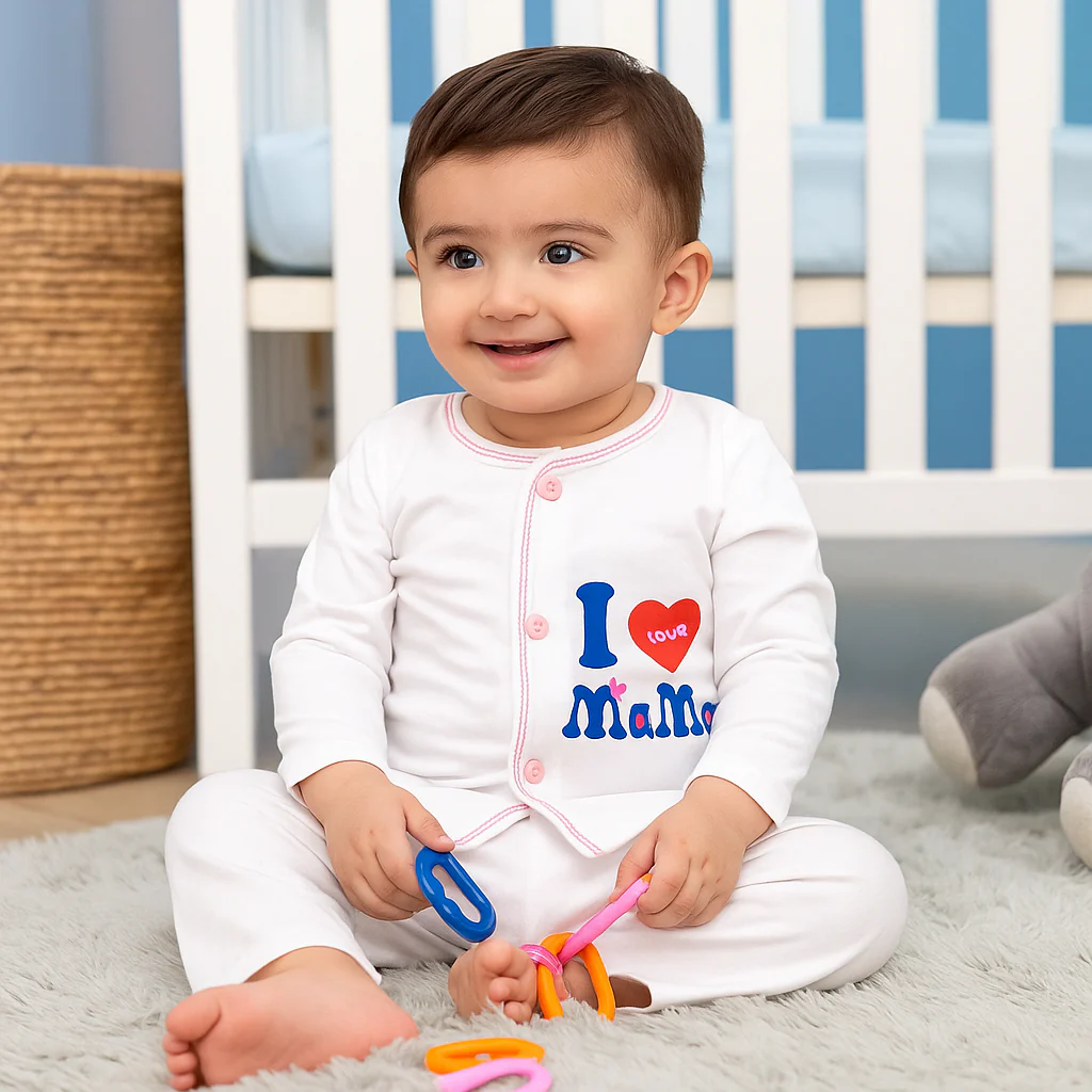 Baby Cotton Sleepsuit Set I Love Mama Pink (0-6 Months) - Sunshine - Image 2