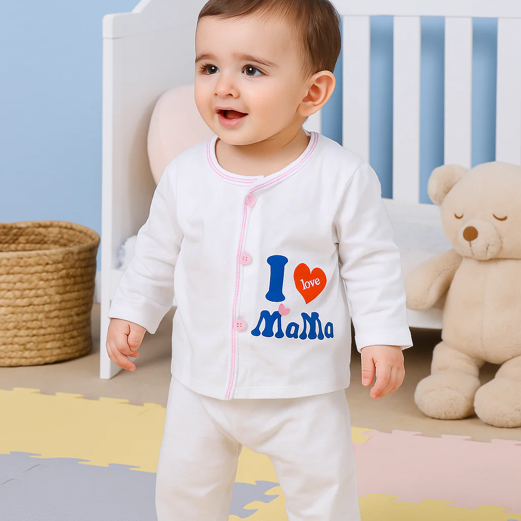 Baby Cotton Sleepsuit Set I Love Mama Pink (0-6 Months) - Sunshine - Image 3