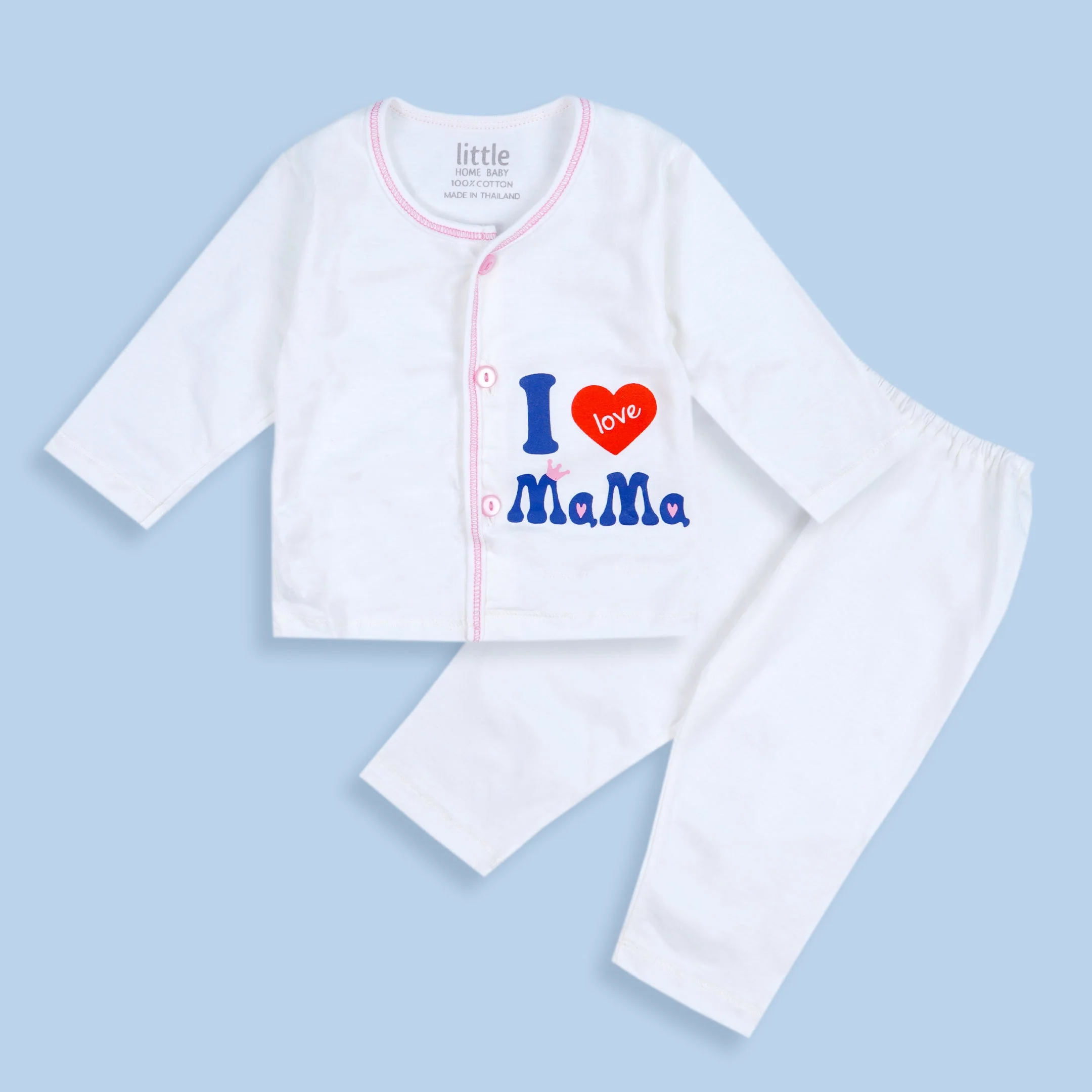Baby Cotton Sleepsuit Set I Love Mama Pink (0-6 Months) - Sunshine - Image 4