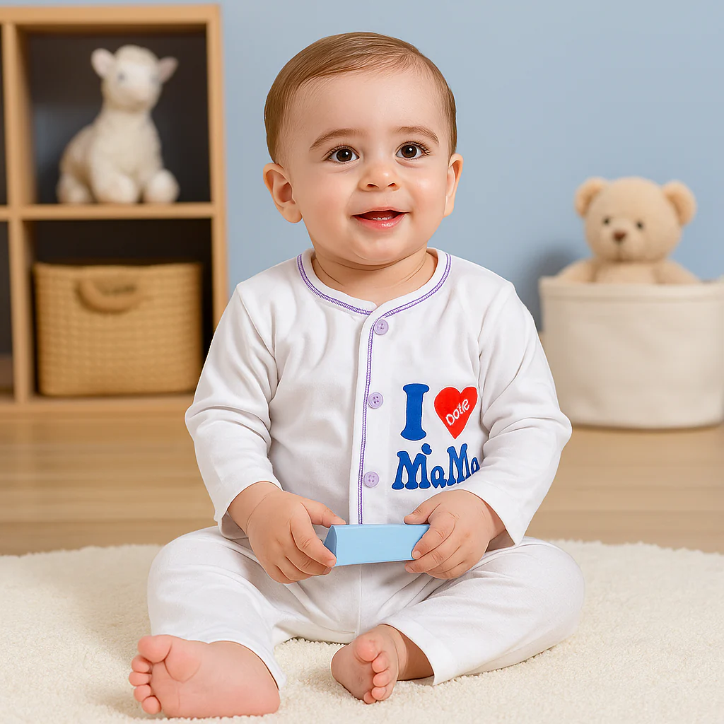 Baby Cotton Sleepsuit Set I Love Mama Purple (0-6 Months) - Sunshine - Image 2