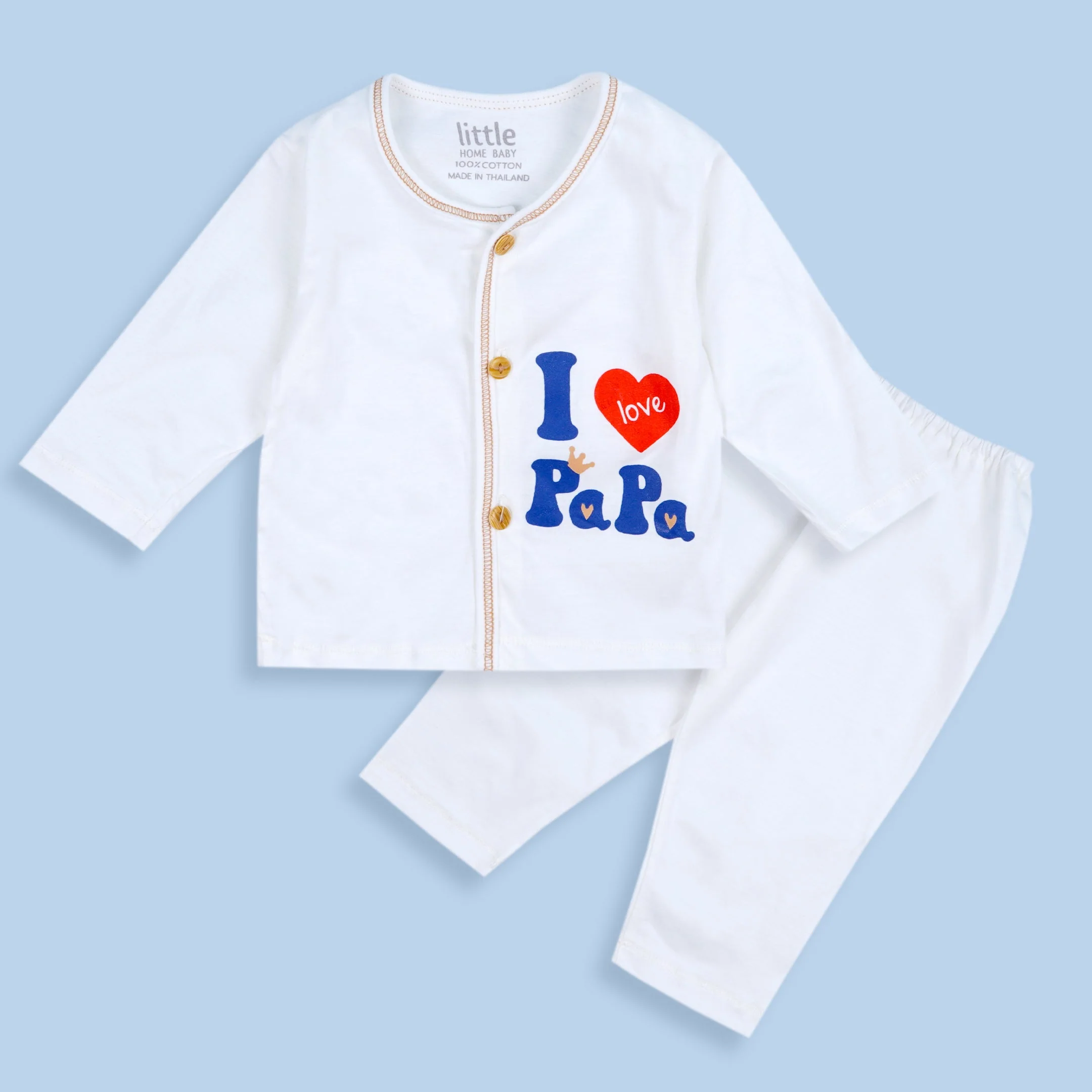 Baby Cotton Sleepsuit Set I Love Papa Brown (0-6 Months) - Sunshine - Image 4