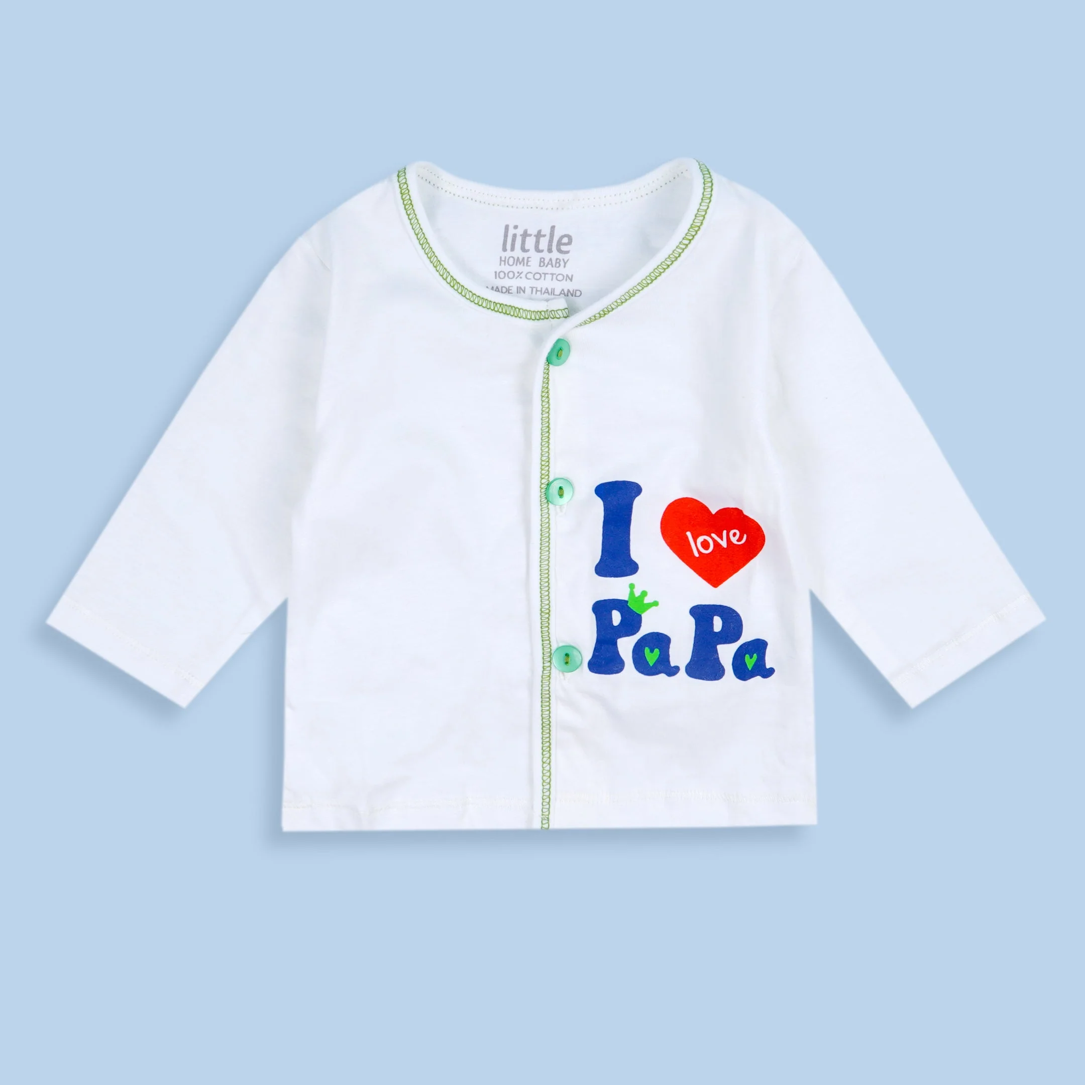 Baby Cotton Sleepsuit Set I Love Papa Green (0-6 Months) - Sunshine - Image 5