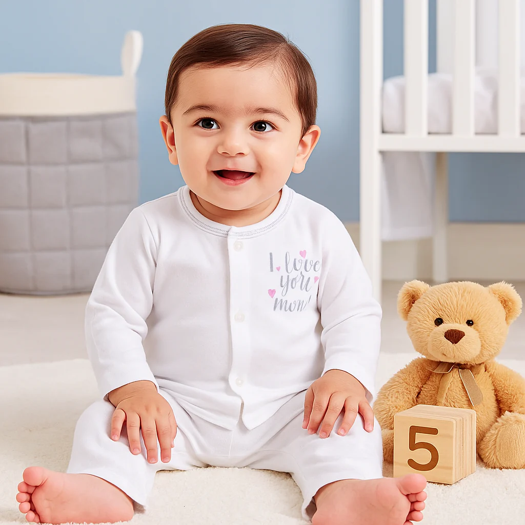 Baby Cotton Sleepsuit Set I Love You Mom Pink (0-6 Months) - Sunshine - Image 2