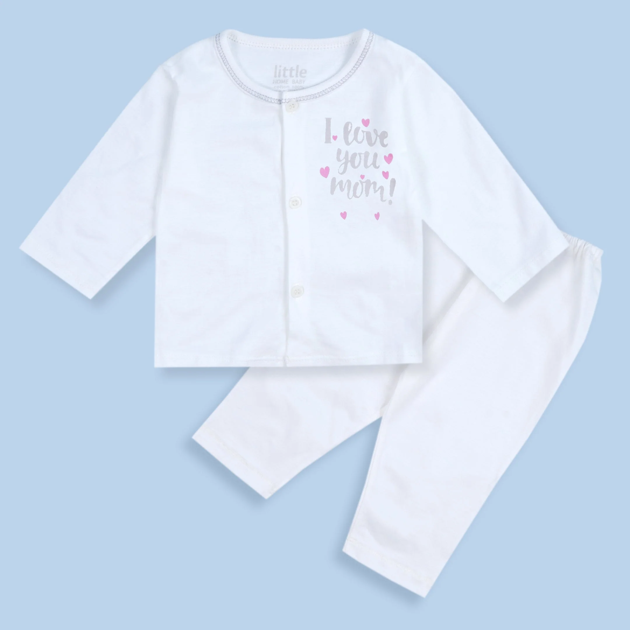 Baby Cotton Sleepsuit Set I Love You Mom Pink (0-6 Months) - Sunshine - Image 4
