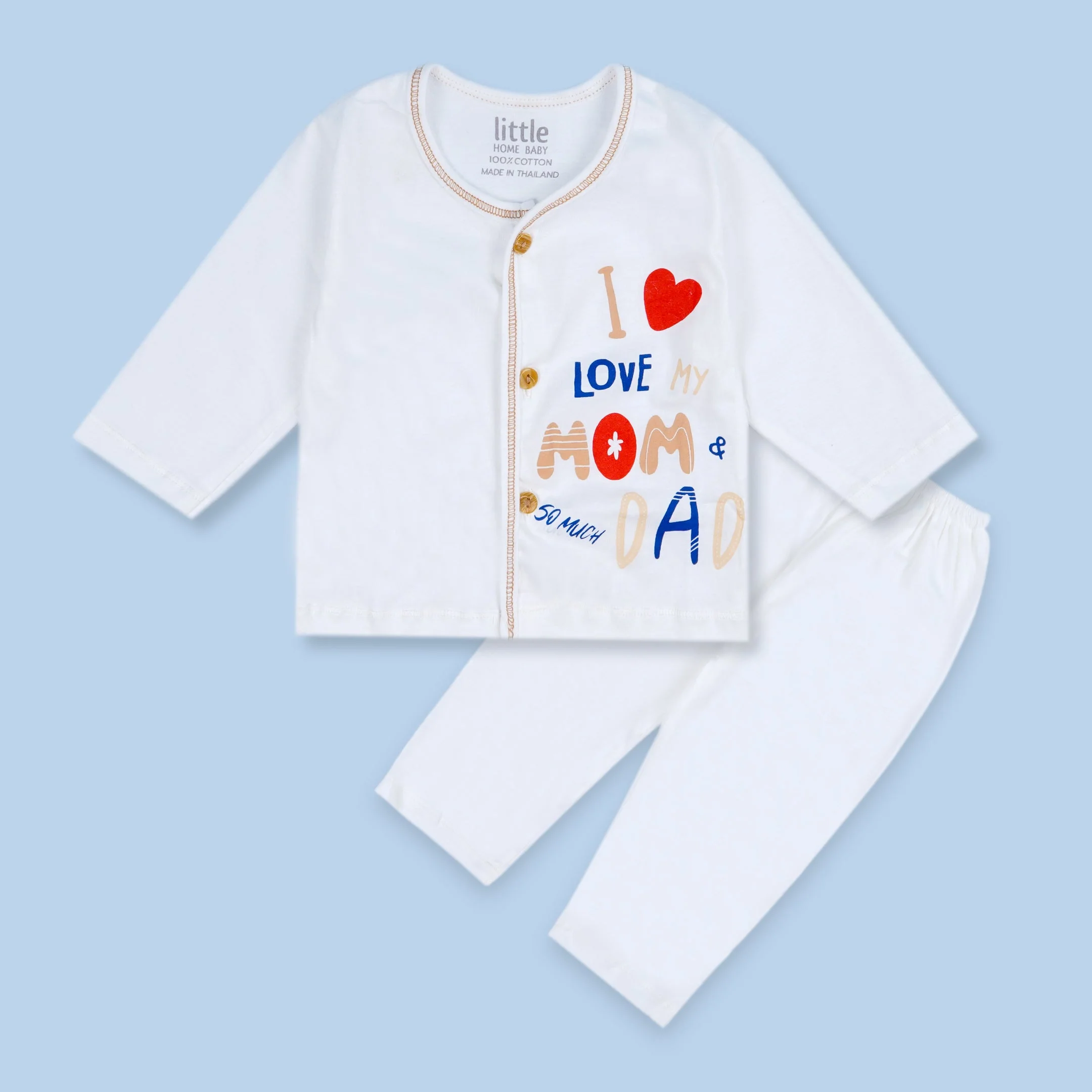 Baby Cotton Sleepsuit Set Love Mom Dad Brown (0-6 Months) - Sunshine - Image 4