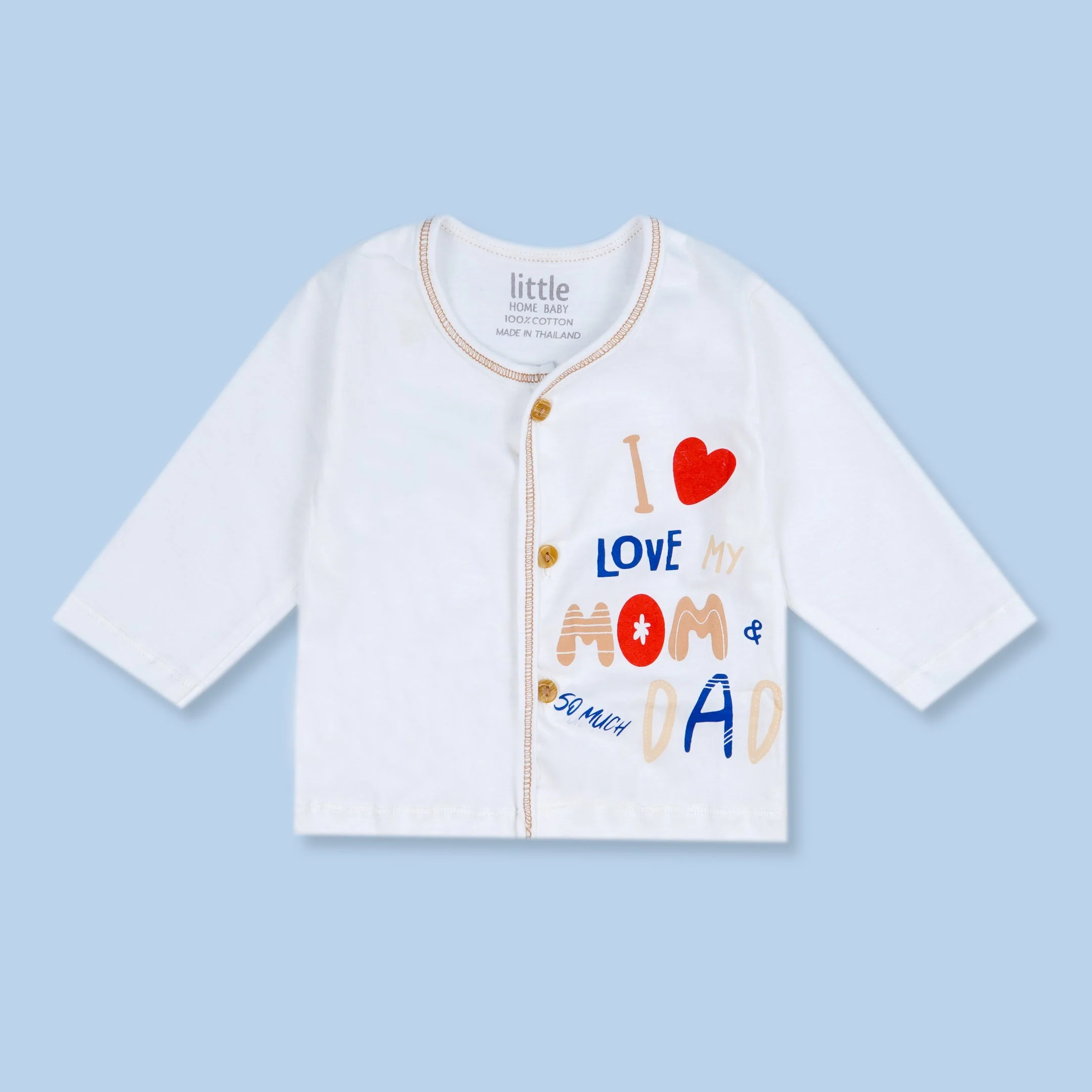 Baby Cotton Sleepsuit Set Love Mom Dad Brown (0-6 Months) - Sunshine - Image 5