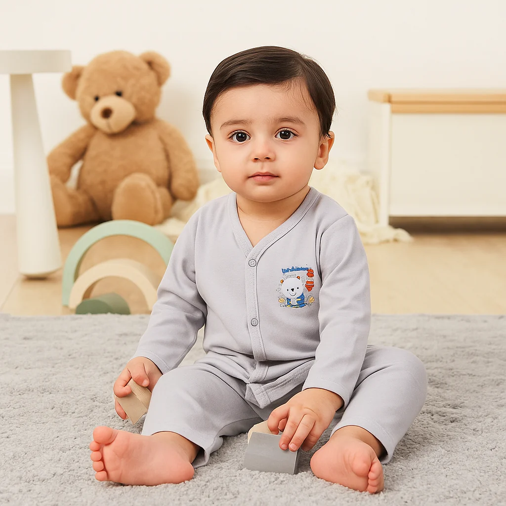 Baby Night Suit Bear Grey - Sunshine - Image 4