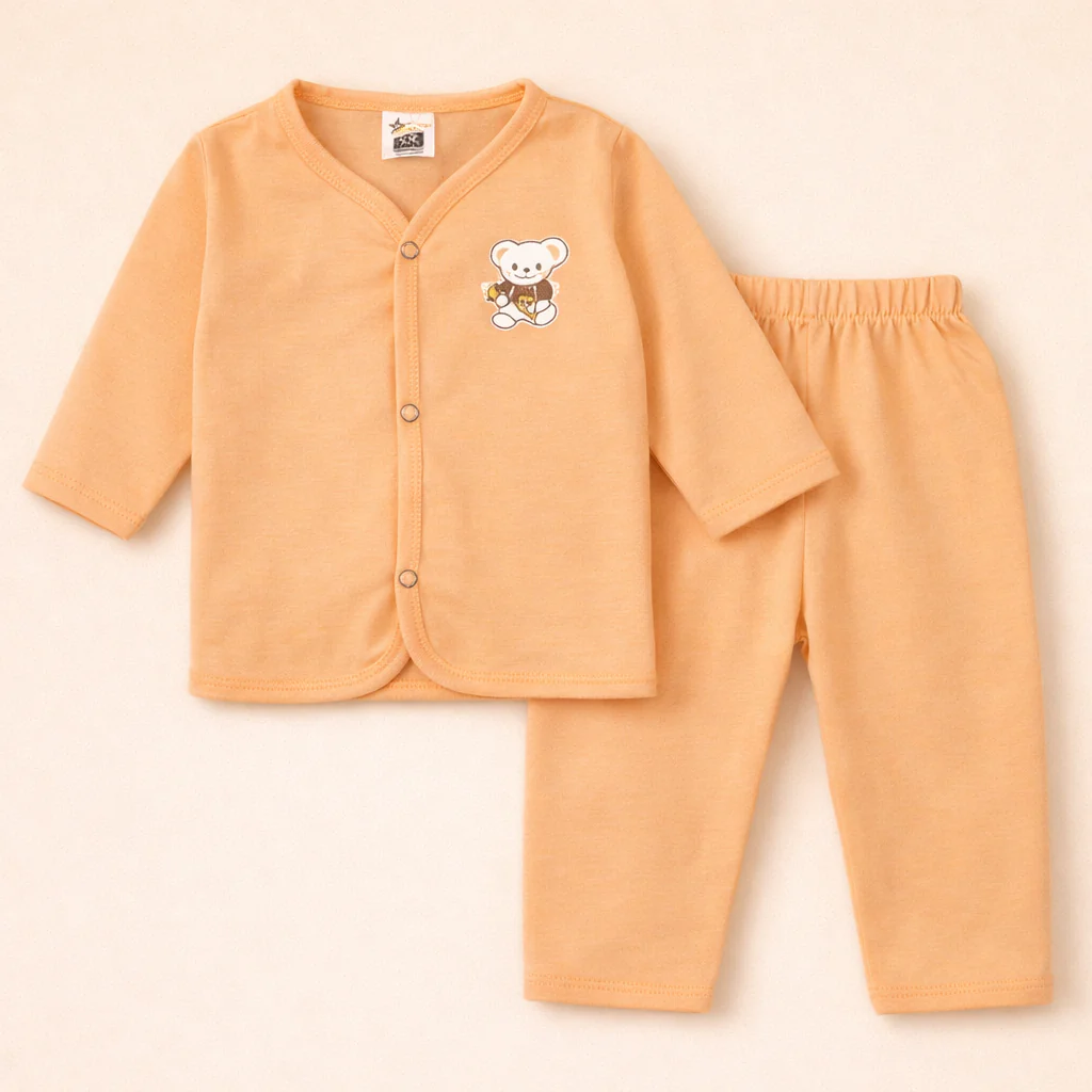 Baby Night Suit Bear Orange - Sunshine