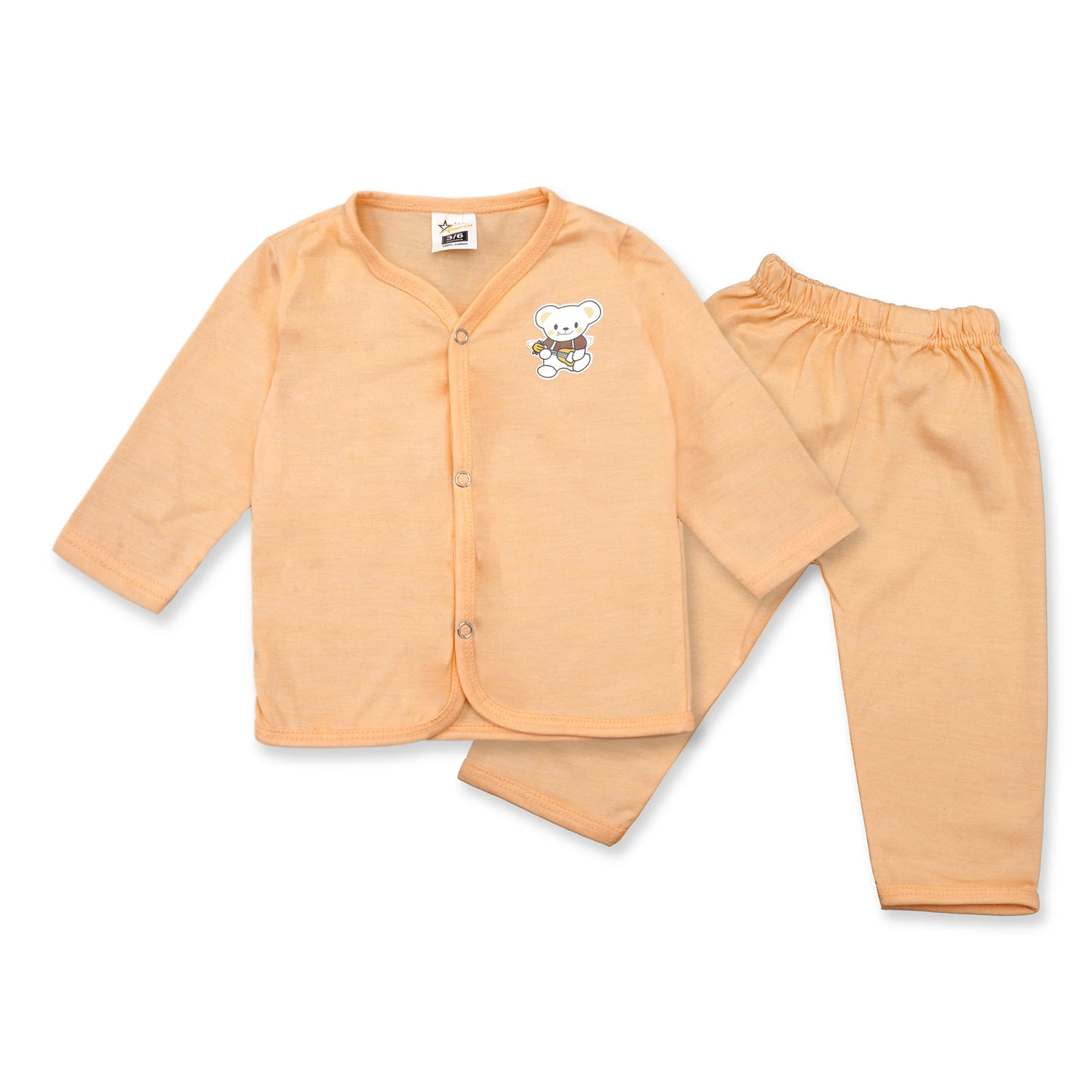 Baby Night Suit Bear Orange - Sunshine - Image 5