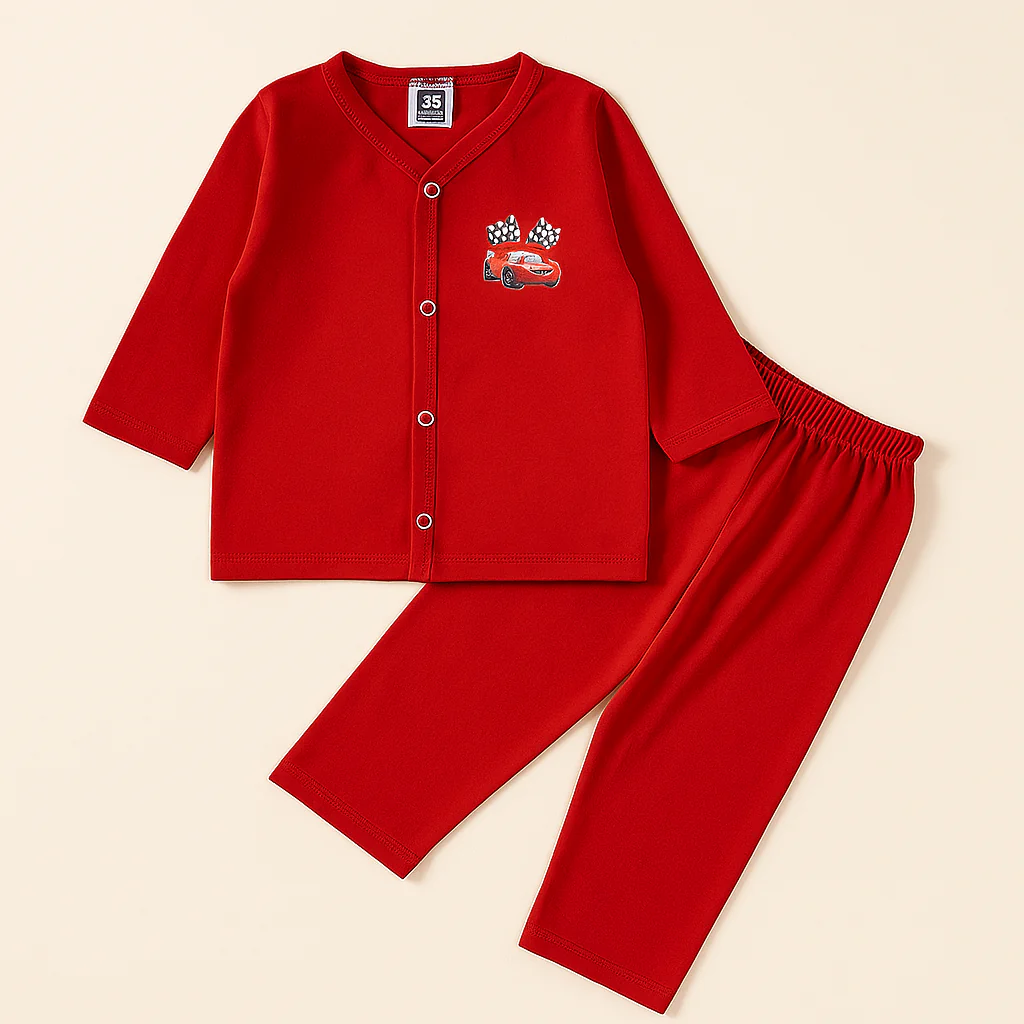 Baby Night Suit Cartoon Red - Sunshine - Image 2