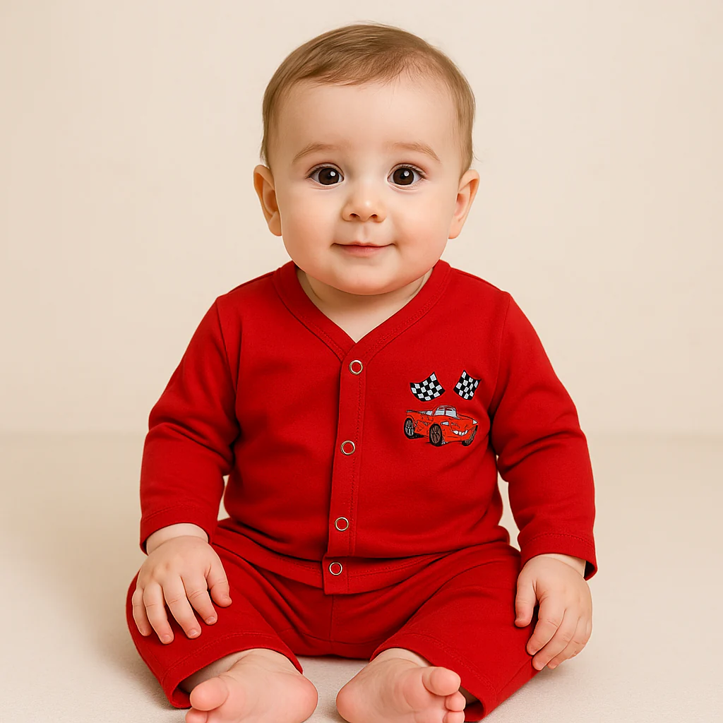 Baby Night Suit Cartoon Red - Sunshine - Image 3