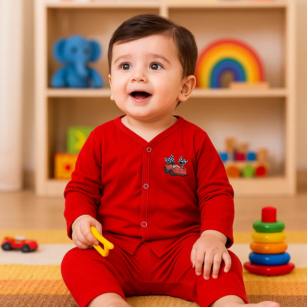 Baby Night Suit Cartoon Red - Sunshine - Image 4