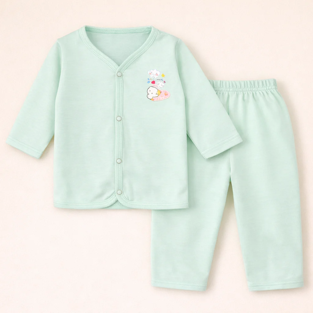 Baby Night Suit Cartoon Sea Green - Sunshine