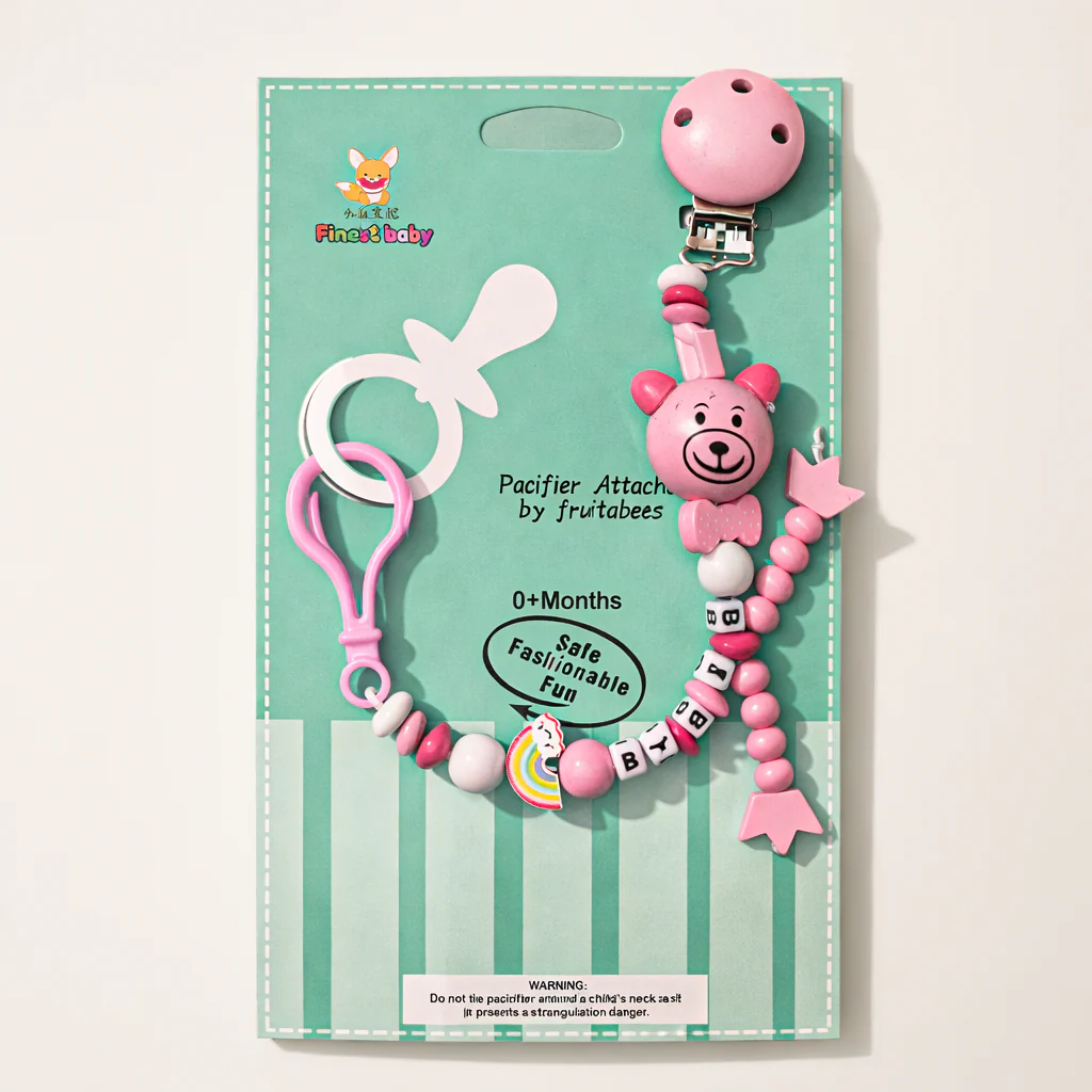 Baby Pacifier Clip Bear Pink - Sunshine