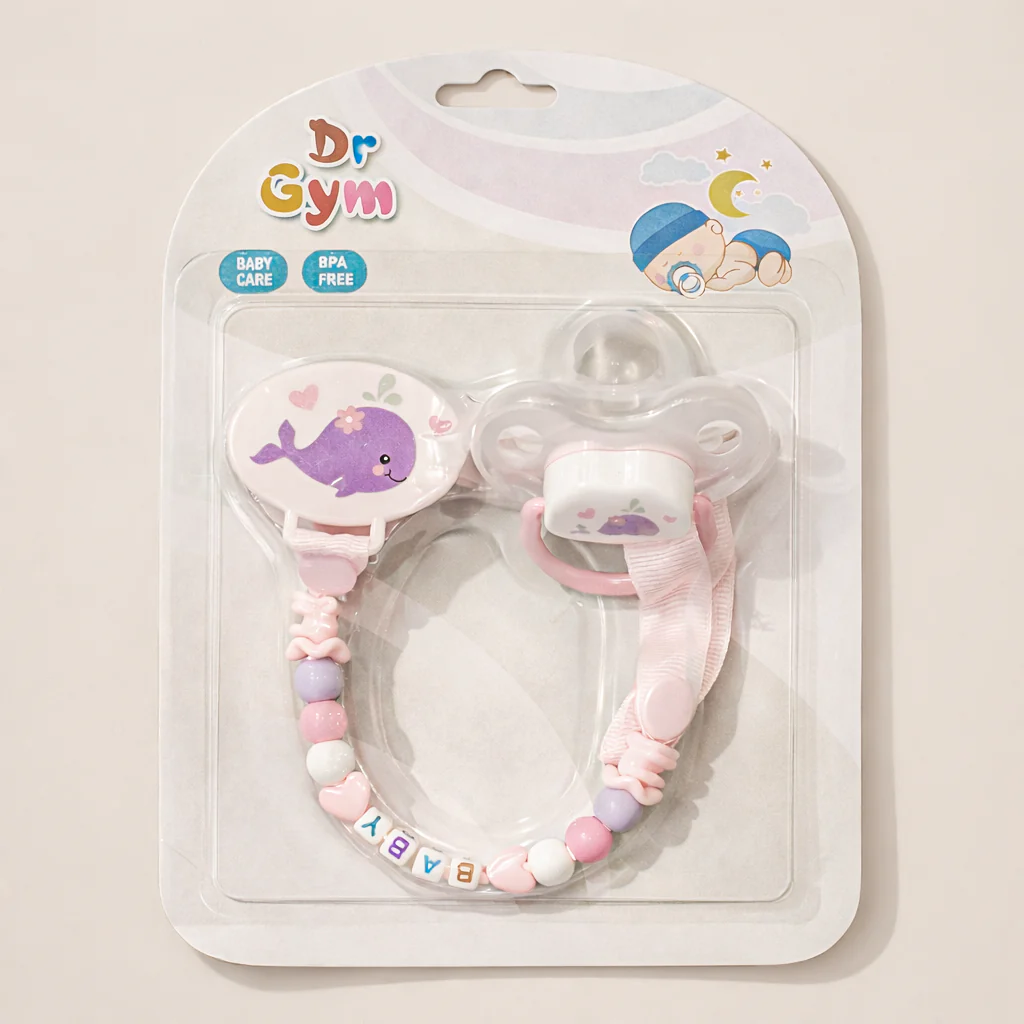 Baby Pacifier With Chain Dolphin Pink - Sunshine