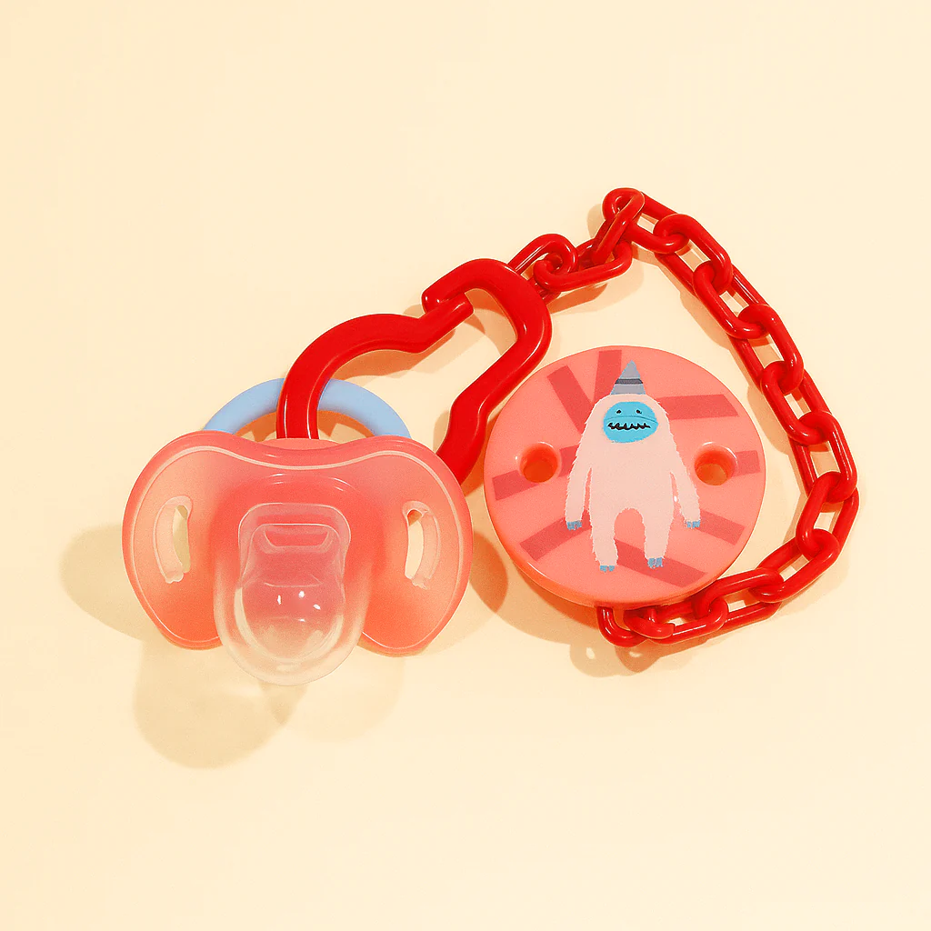 Baby Pacifier With Chain Monster Red - Sunshine