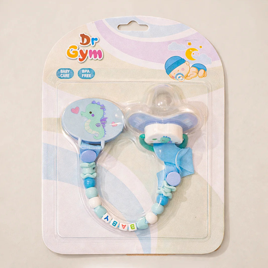 Baby Pacifier With Chain Seahorse Blue - Sunshine