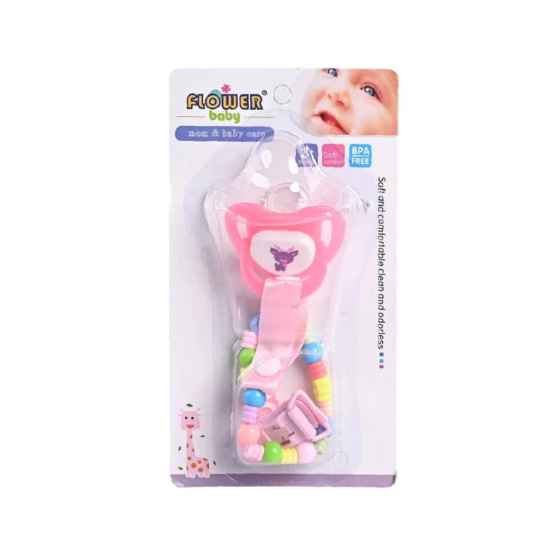 Baby Pacifier With Clip Pink - Sunshine
