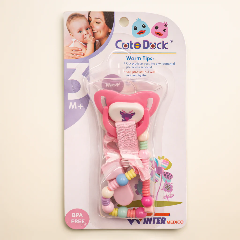 Baby Pacifier With Clip Pink - Sunshine
